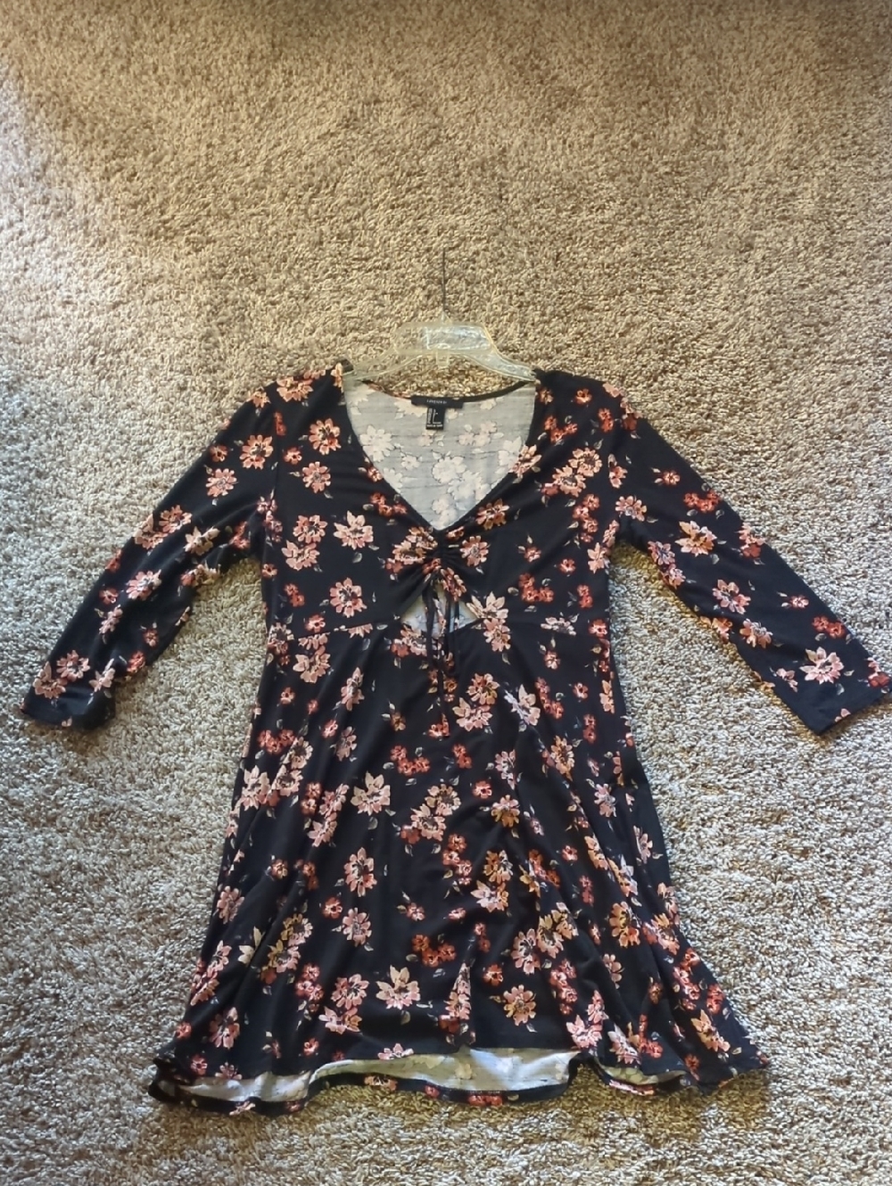 Forever 21 Black Dress with Pink Floral Print